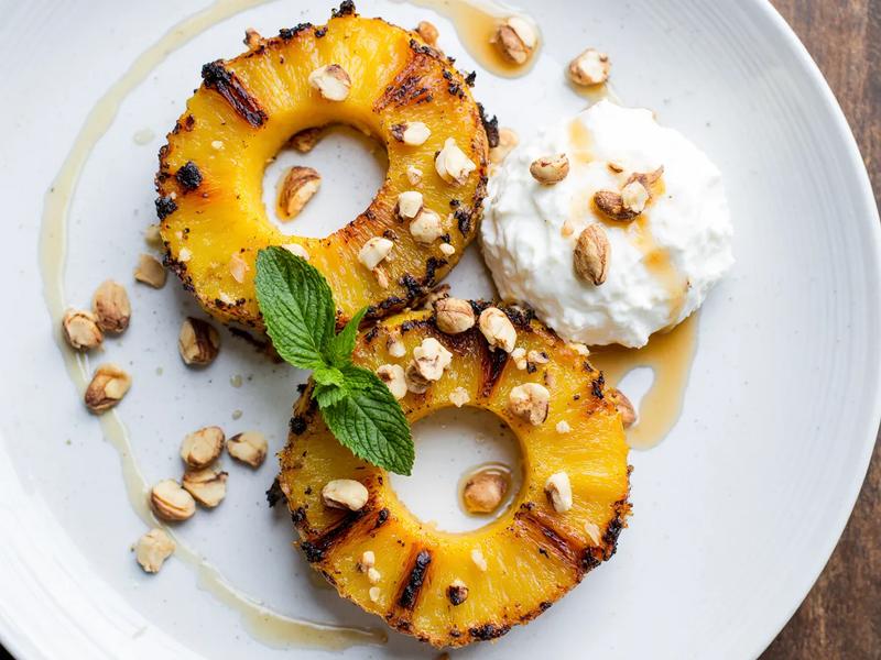 Roasted Pineapple with Honey and Pistachios