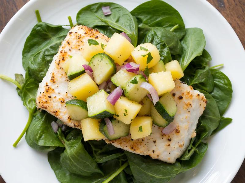 Cod with Pineapple Avocado Salsa