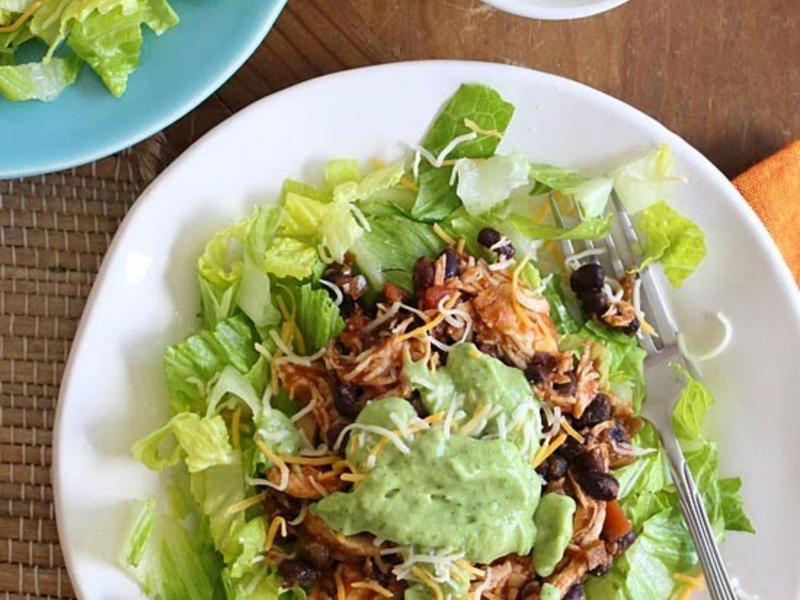 SkinnyTaste Easy Crock Pot Chicken and Black Bean Taco Salad