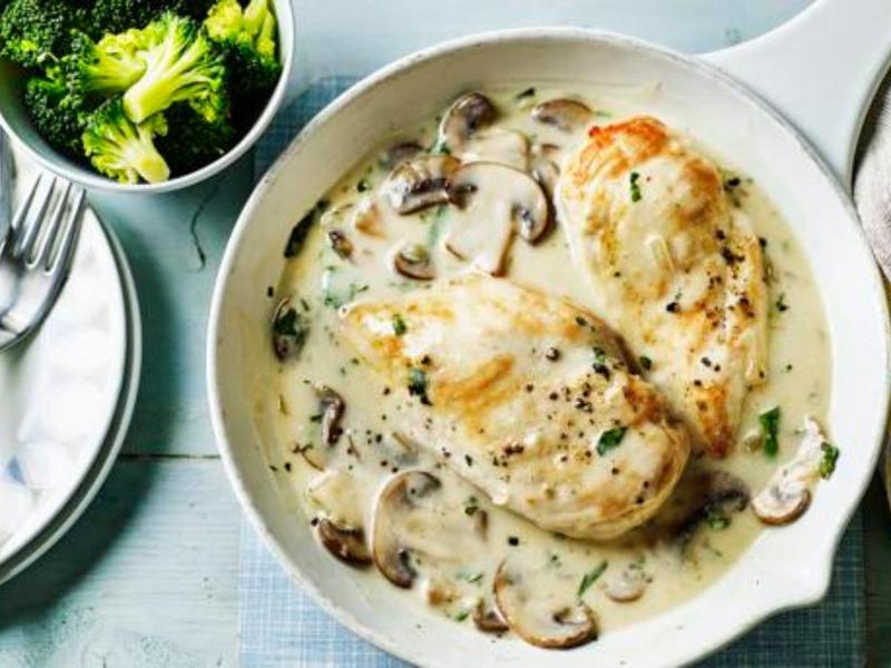 Chicken in a creamy mushroom sauce