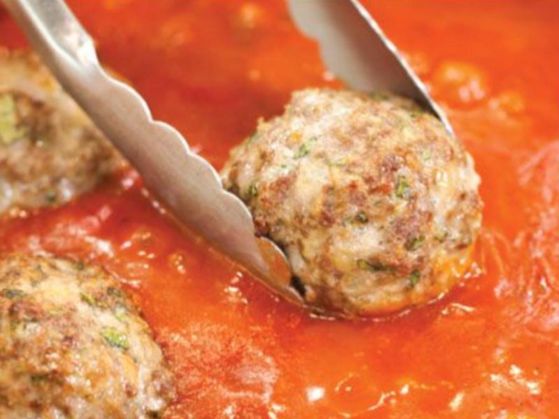 Spaghetti with Turkey Pesto Meatballs
