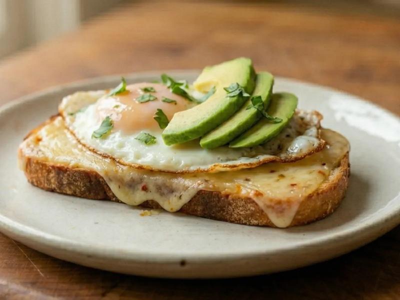Fried Egg on Toast with Pepper Jack and Avocado