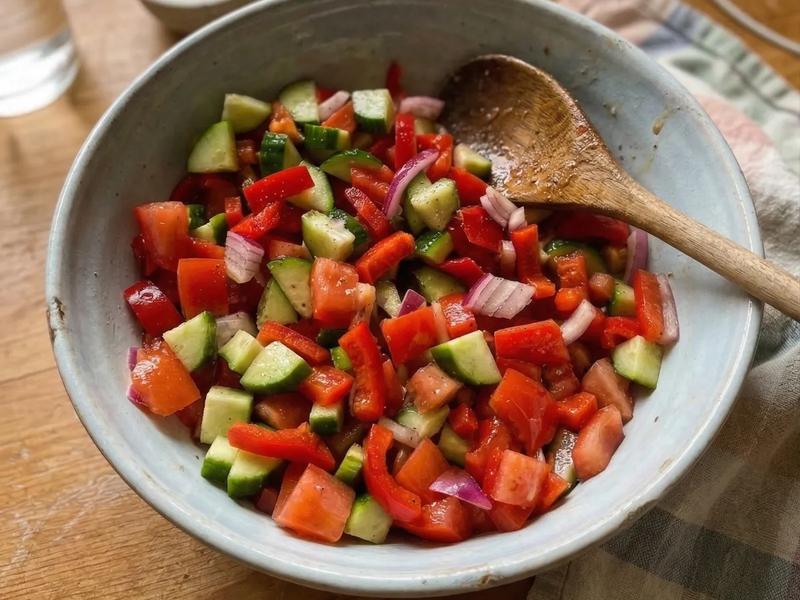 Tossed Tomatoes, Cucumber, and Red Peppers