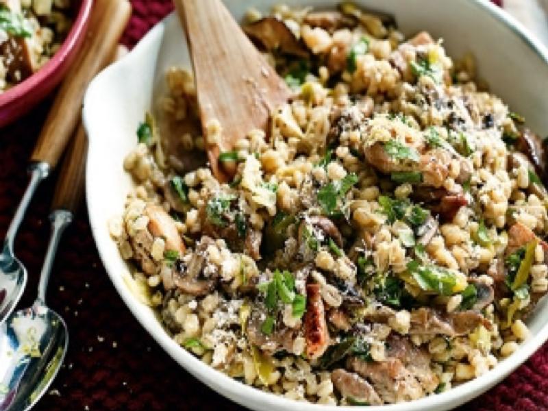 Chicken and mushroom pearl barley risotto recipe