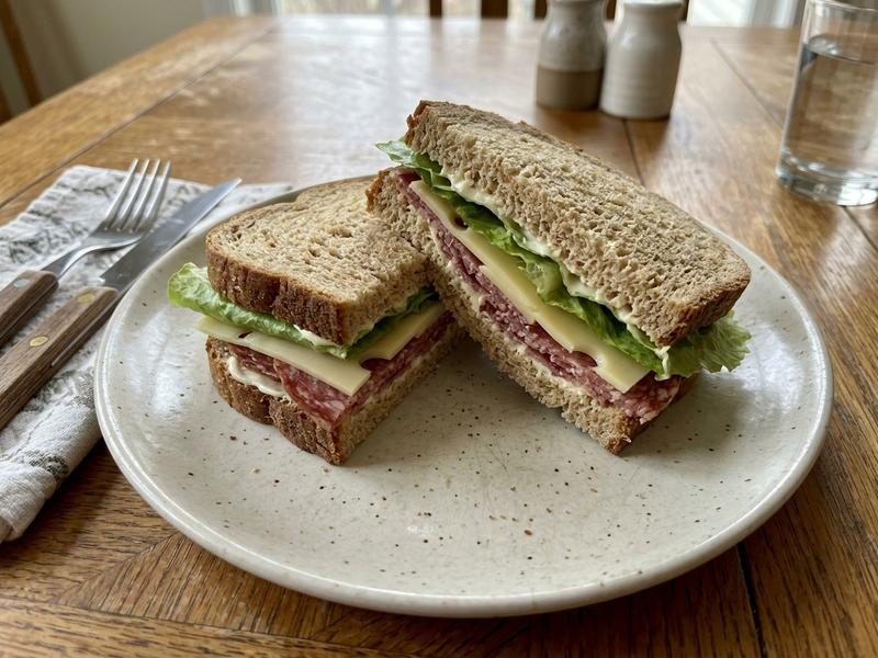 Salami and Swiss Sandwich