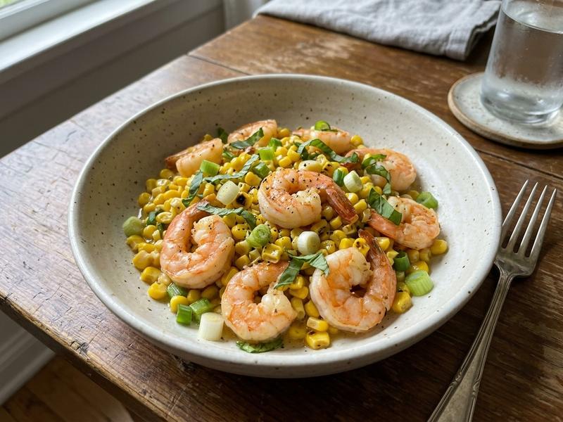 Shrimp and Corn with Basil