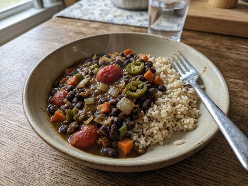Sweet & Spicy Black Beans on Rice