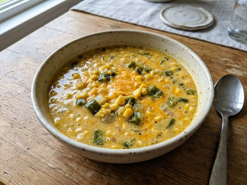 Spicy Poblano and Corn Soup