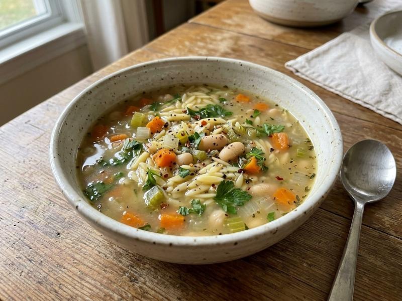 Vegan Lemon Orzo Soup