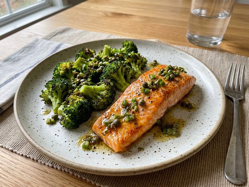 Roast Salmon and Broccoli with Chile-Caper Vinaigrette