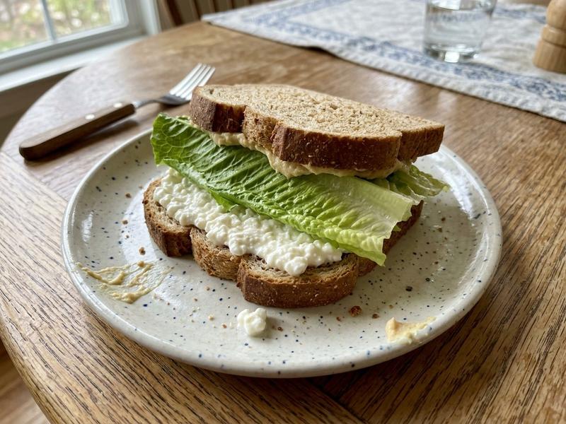 Cottage Cheese and Hummus Sandwich