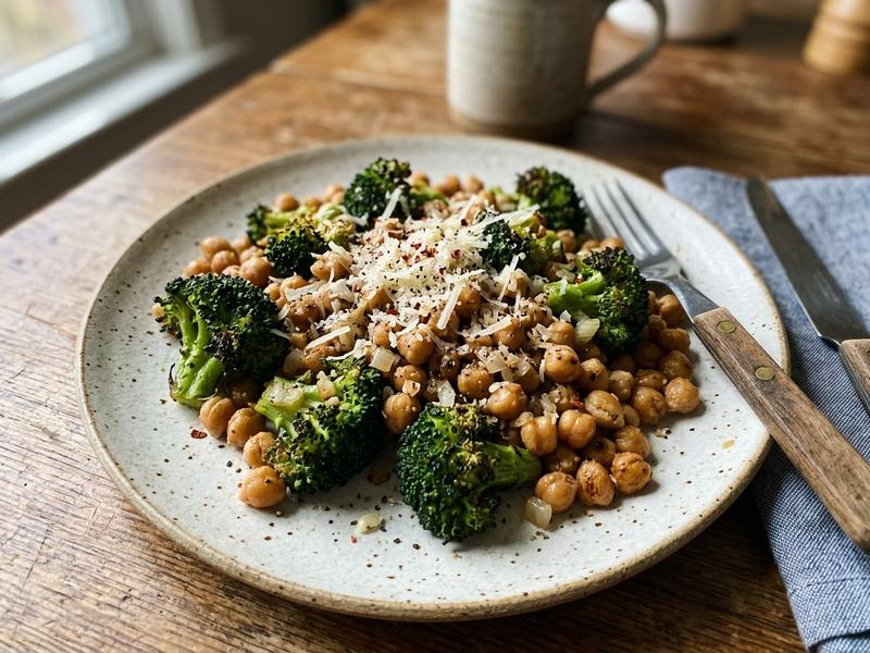 Sautéed Chickpeas with Broccoli and Parmesan
