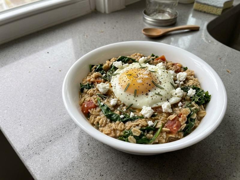 Spinach and Kale Savory Oatmeal