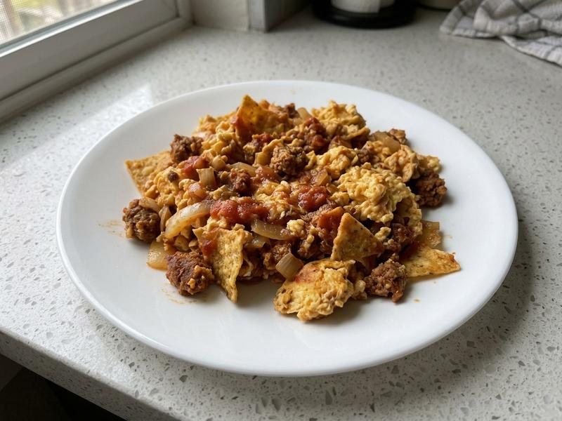 Scrambled Eggs with Chorizo and Tortilla Chips
