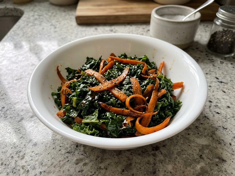 Sautéed Kale and Carrots with Balsamic Vinegar