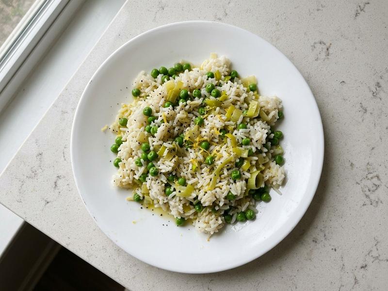 Lemon Zest Rice with Peas and Leeks