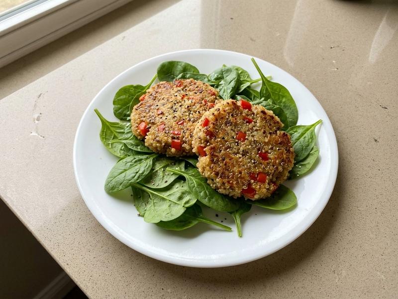 Quinoa Patties over Spinach