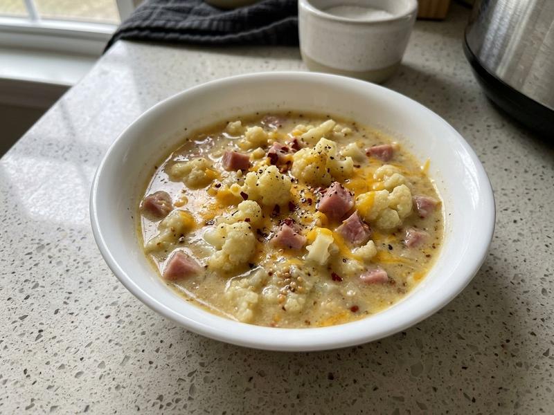 Low Carb Crockpot Ham & Cheese Cauliflower Soup