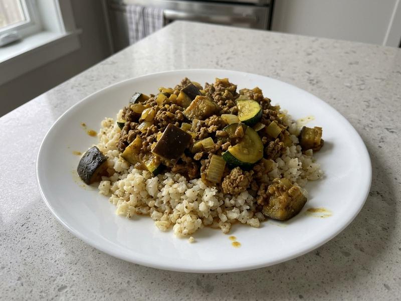 Paleo Persian Eggplant Stew over Cauliflower Rice
