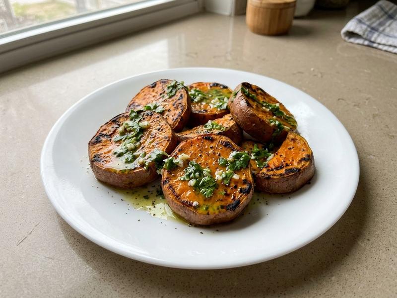 Grilled Sweet Potatoes with/ Cilantro Vinaigrette