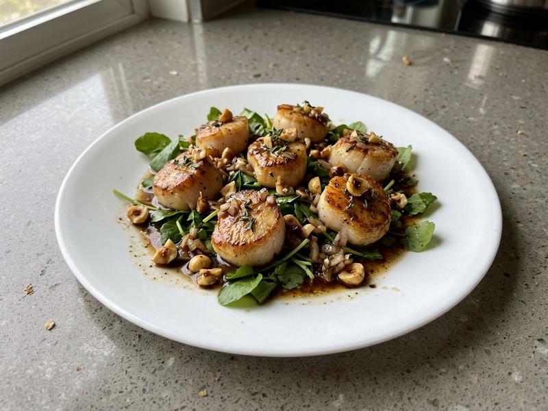Scallops with Hazelnuts and Browned Butter Vinaigrette