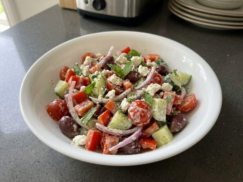 Chopped Greek Salad with Creamy Yogurt Dressing