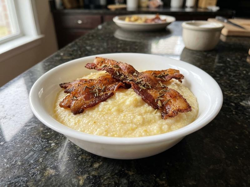 Creamy Grits with Rosemary Bacon