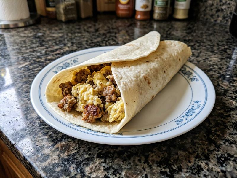 Scrambled Eggs and Sausage Wrap