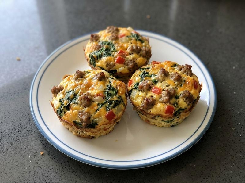 Keto Spinach and Sausage Breakfast Muffins