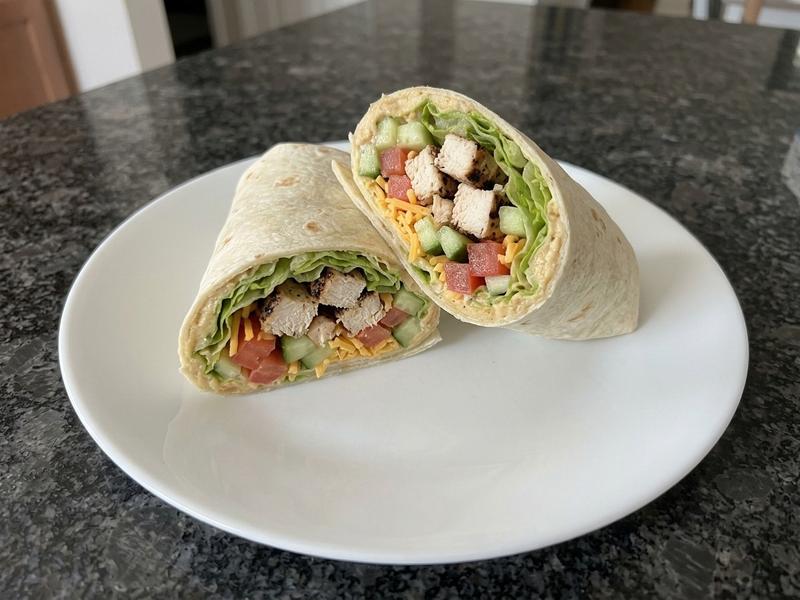 Greek Grilled Chicken & Hummus Wrap