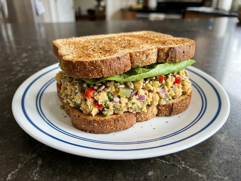 Mashed Chickpea and Dill Sandwich
