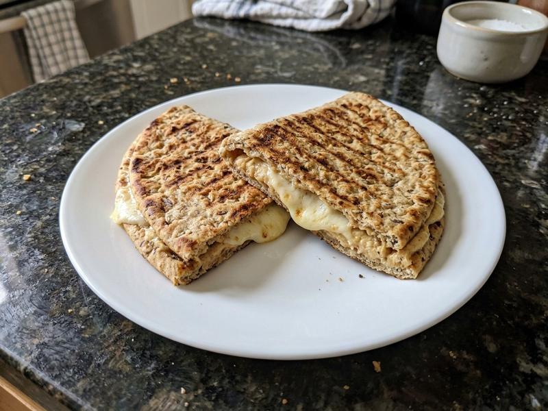 Mozzarella and Hummus on MultiGrain Flatbread