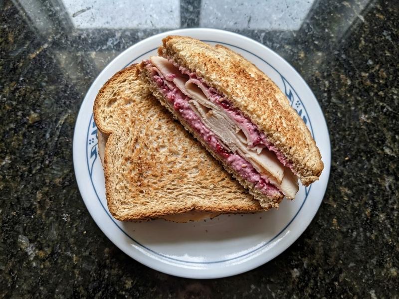 Raspberry Cream Cheese and Turkey Sandwich