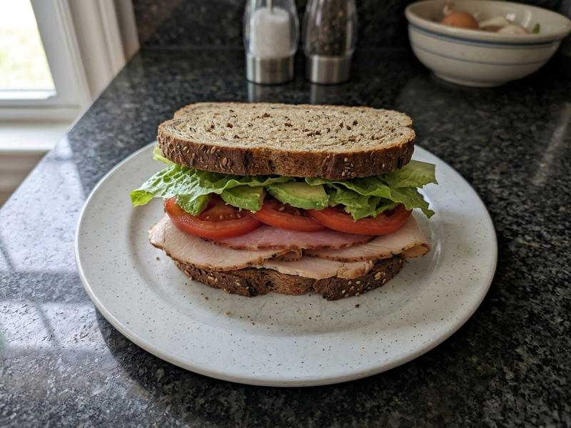 Turkey, Ham, and Avocado on Rye