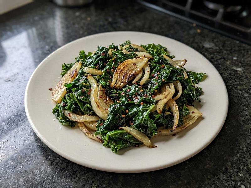 Sautéed Kale and Fennel with Chili Flakes