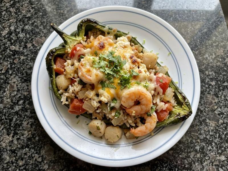 Seafood Stuffed Poblanos