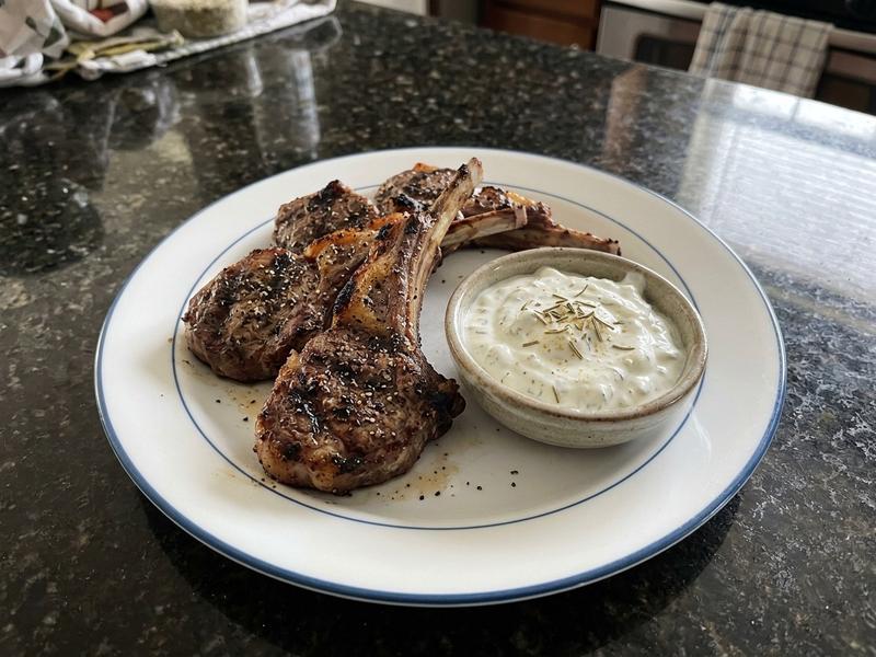 Grilled Lamb Chops with Rosemary Yogurt Sauce