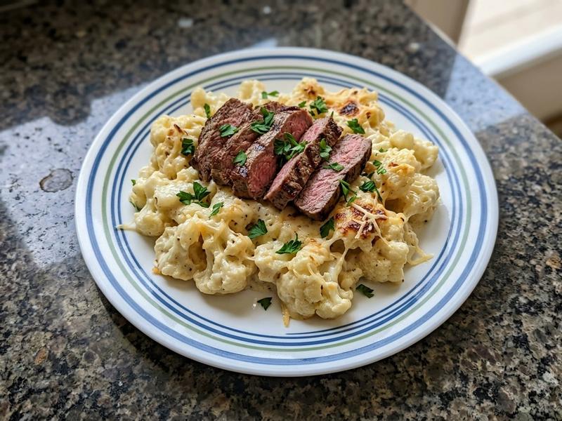 Steak and Cauliflower Alfredo