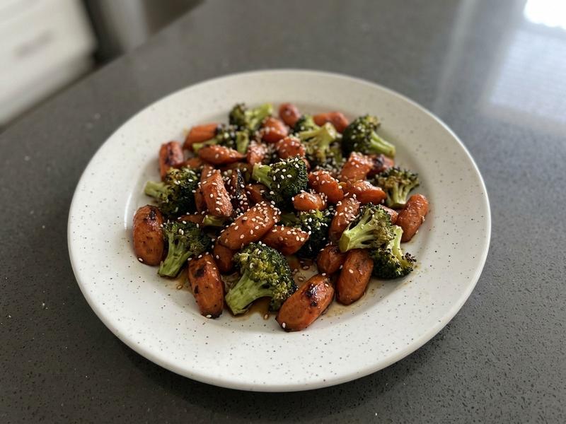 Sesame Roasted Carrots and Broccoli
