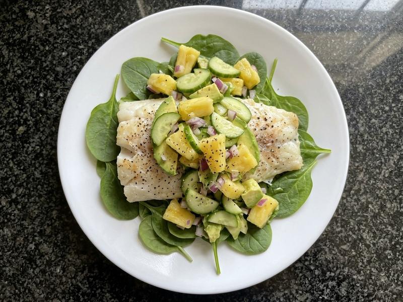 Cod with Pineapple Avocado Salsa