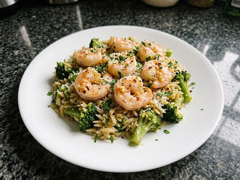 Shrimp Scampi with Broccoli Orzo