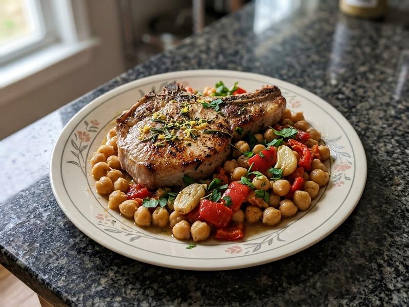 Sheet Pan Garlic Rosemary Pork Chops and Chickpeas