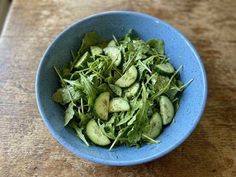 Arugula and Cucumber Salad with Lemon Dill Dressing