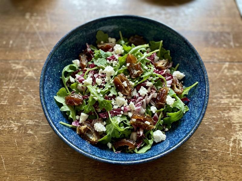 Arugula and Radicchio with Feta and Dates