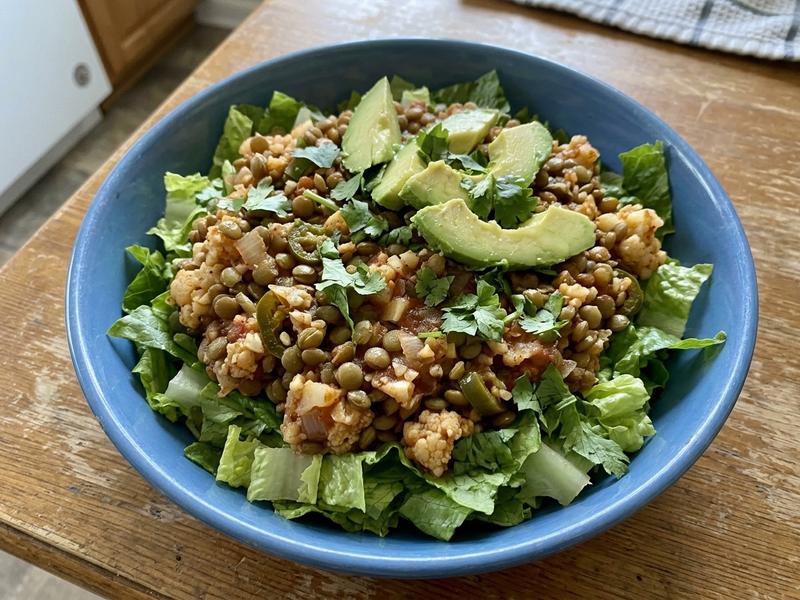 Cauliflower Lentil Taco Salad
