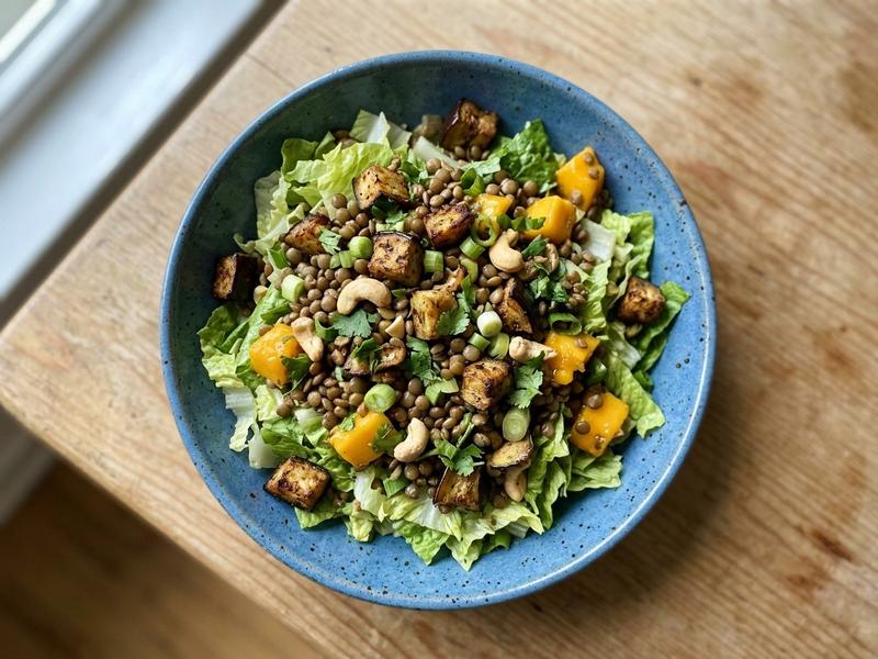 Spiced Eggplant-Lentil Salad with Mango