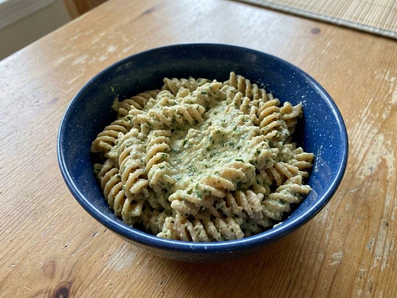 Parsley Scallion Hummus Pasta