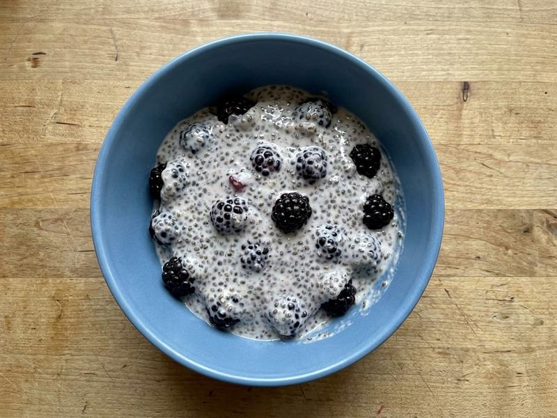 Overnight Blackberry Coconut Chia Seed Pudding
