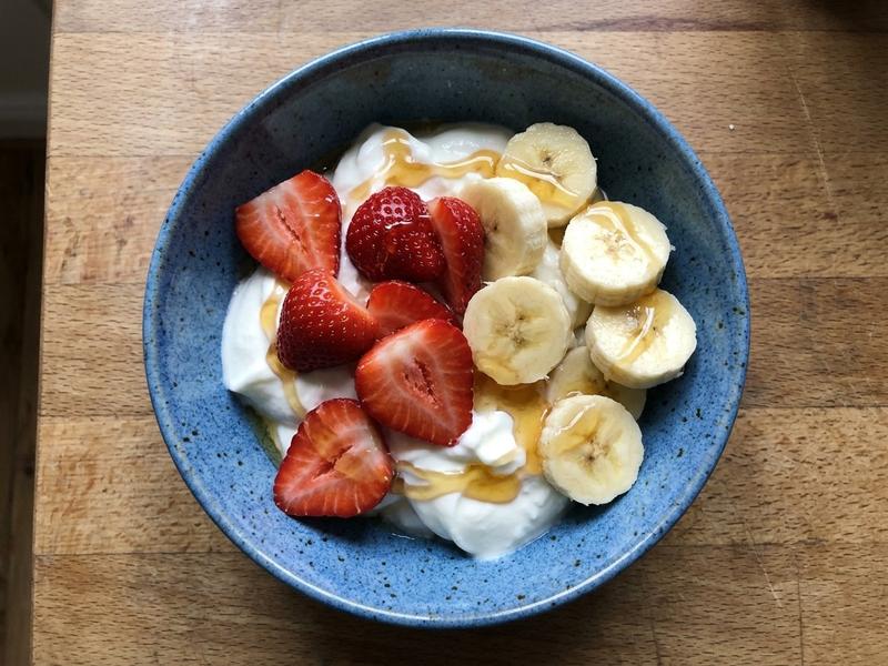 Strawberry Banana Greek Yogurt with Honey