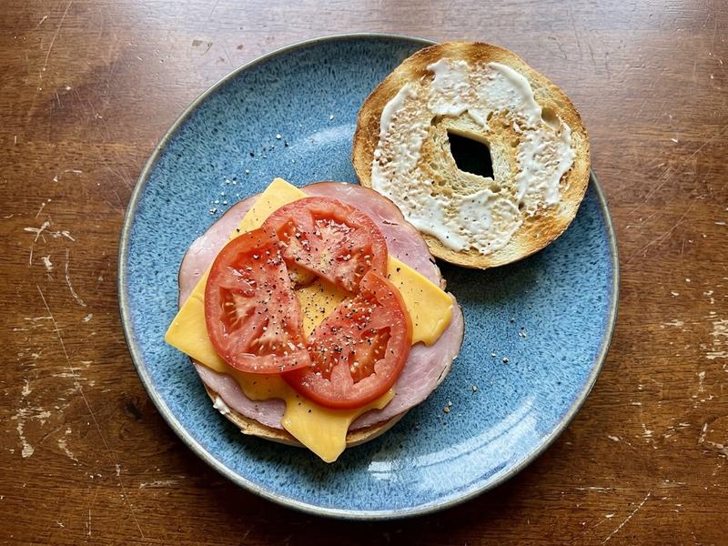 Ham and Cheddar Bagel